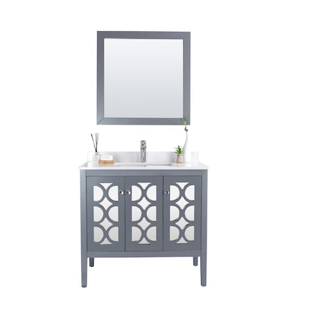 Laviva Mediterraneo, 36, Grey Cabinet & White Quartz Counter 313MKSH-36G-WQ